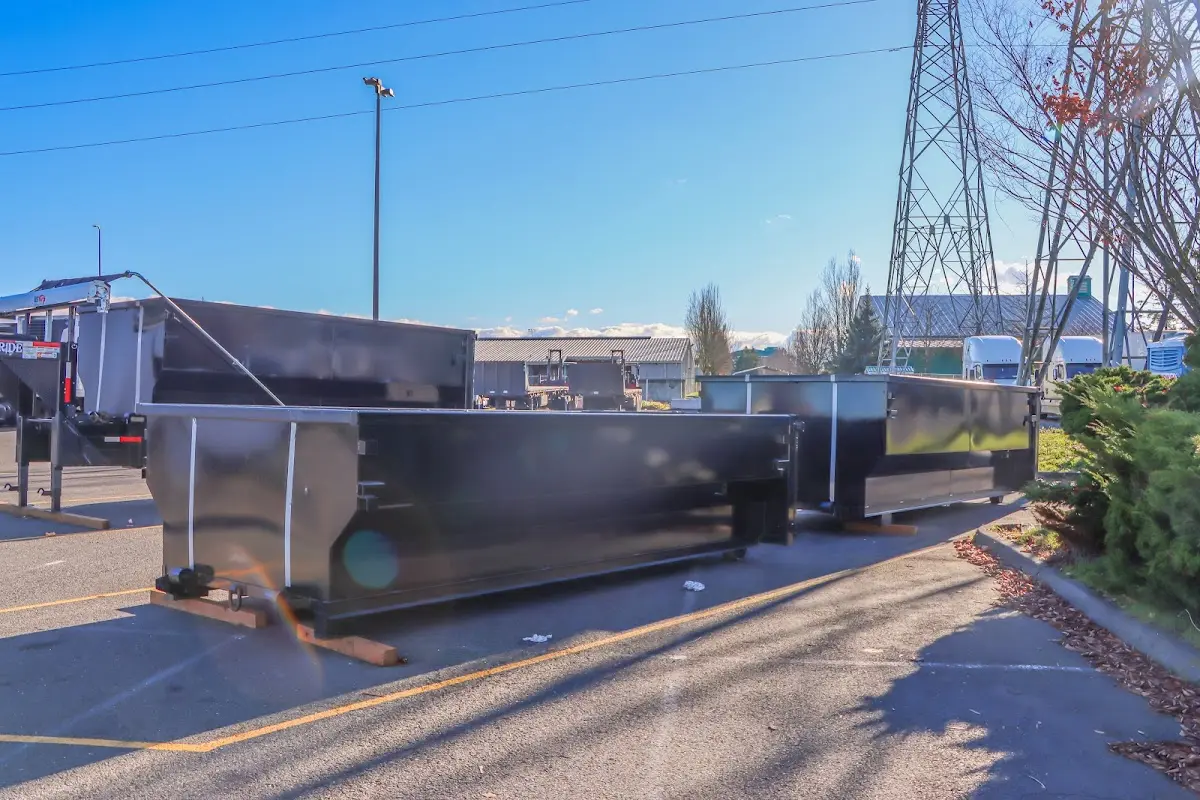 Roll-off dumpster ready for waste disposal at job site for 2 Yard Dumpster Rental in Church Hill